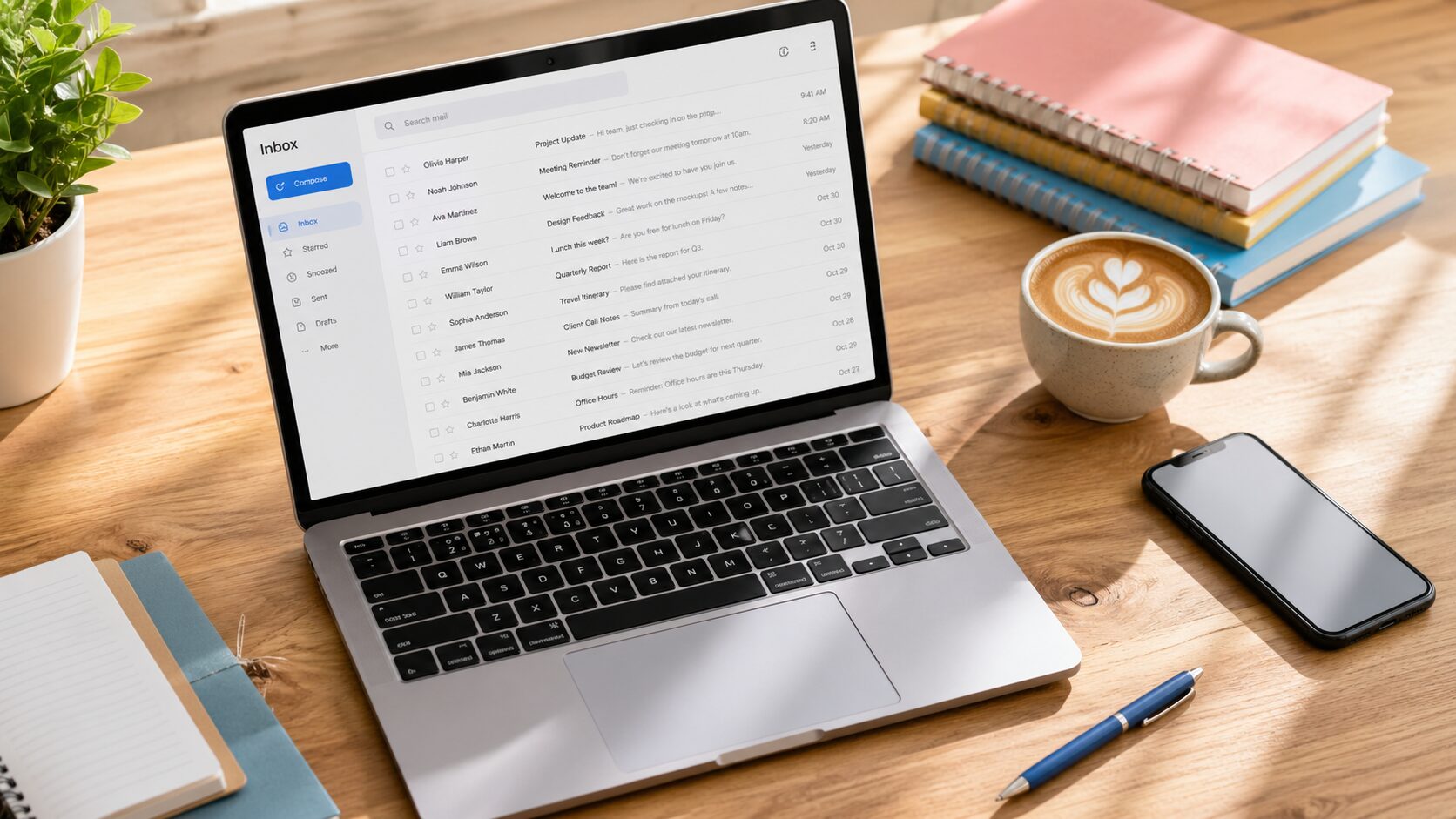 Laptop mit einer digitalen Schulplattform auf einem Schreibtisch