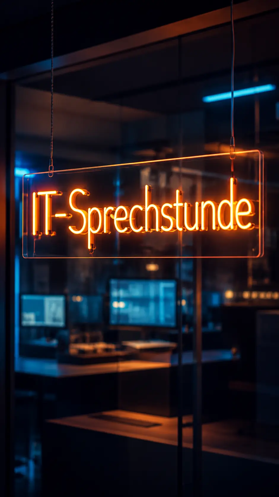 Leuchtschild mit der Aufschrift IT-Sprechstunde